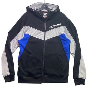 Akademiks Hoodie Mens Medium Full Zip Hooded Color Block Grunge Streetwear